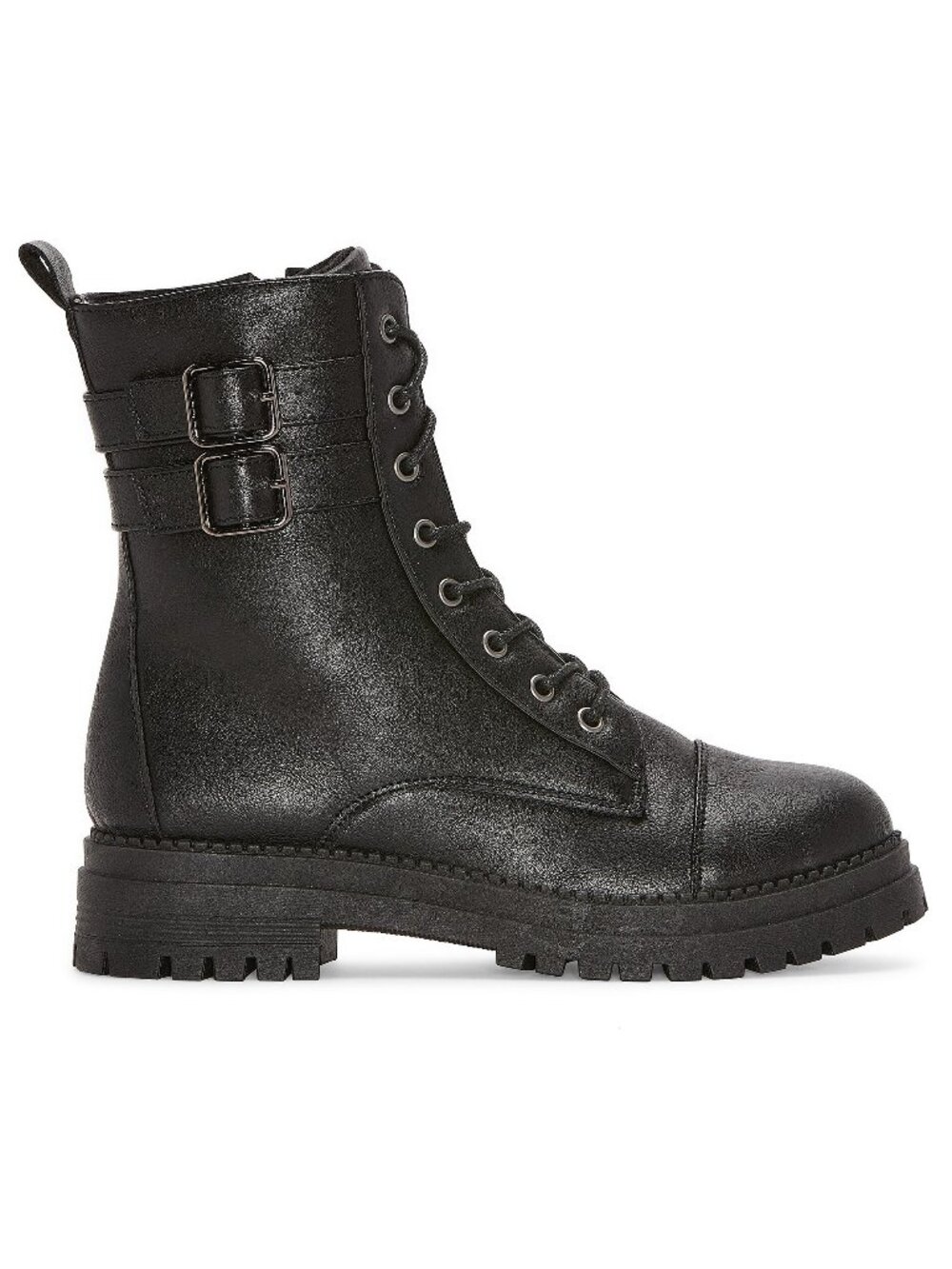 New! Pop Combat Boots Women's Size 11 Perlla Block Heel Cap Toe Buckle Side-Zip